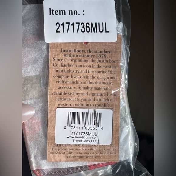 JUSTIN CARD ORGANIZER, MULTICOLOR FLORAL W/HORSESHOES PRINT - Picture 2 of 3